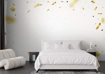 Gold confetti background, isolated on transparent background Wall mural