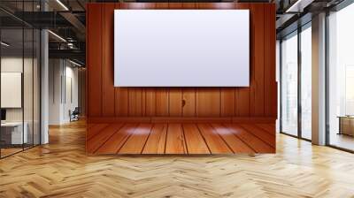 Realistic gallery interior on wooden wall background Wall mural