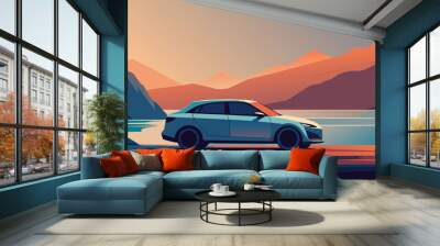 car on the beach Wall mural