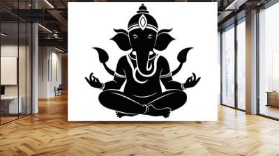 Ganesh Silhouette: Bold Black Iconic Design Wall mural