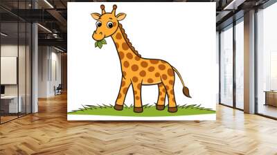 giraffe cartoon isolated on white Wall mural