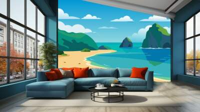 landscape with mountains and sea Vector Illustration  Wall mural