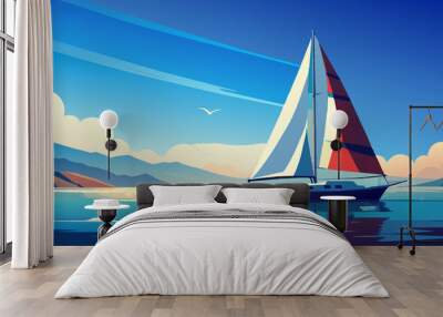 sailing boat on the sea Wall mural