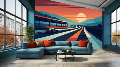 train on the road Wall mural