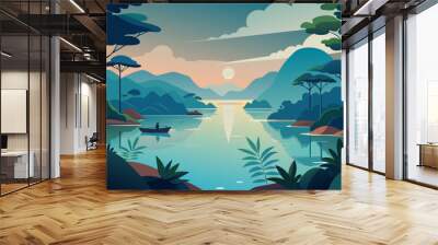 tropical island in the sea Wall mural