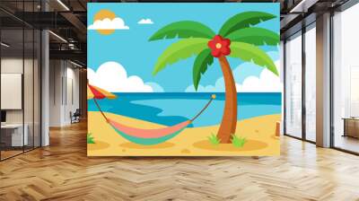 tropical island with palm trees Wall mural