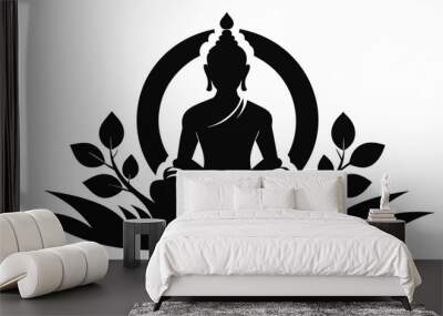 Zen Serenity: Buddha Silhouette - Iconic Black Silhouette Wall mural