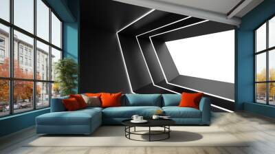 Abstract Architecture Design. Black Futuristic Interior Background Wall mural