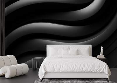 Abstract Curved Background. Black Wave Texture Wall mural