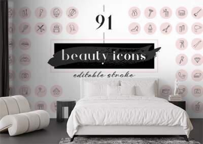 Highlight covers backgrounds. Set of beauty icons. Wall mural