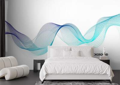 Abstract wave element for design, in blue gradient color. Vector illustration Wall mural