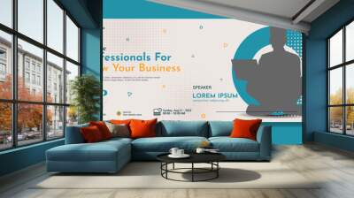 Business webinar horizontal banner template design. Very suitable for online class programs, marketing, etc. Wall mural