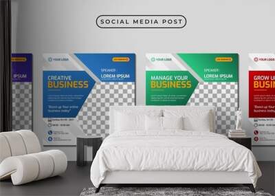 Set of social media stories post template concept design for business webinar, marketing webinar, online class program, etc Wall mural