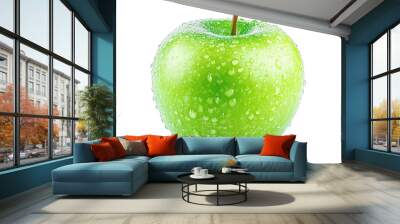 Green Apple isolated on a white background Wall mural