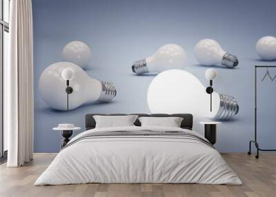 3 D render of Field of light bulbs. Wall mural