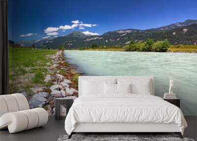 Swiss beauty, white colour Aare river feeded by Grimselsee glacier water Wall mural