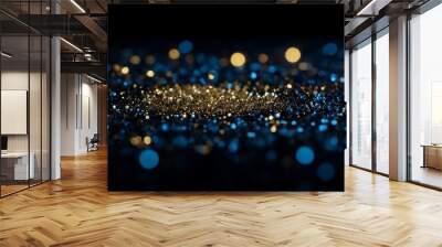 Abstract watercolor painting defocused gold and blue glitter Wall mural