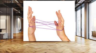 female hands with stretched threads Wall mural