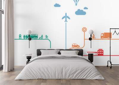 transportation infographics - graphic elements set 1 Wall mural