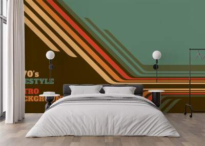 Abstract 1970's background design in simple retro style with stripes. Vector illustration. Wall mural