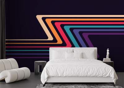 Abstract 1980's background design in futuristic retro style with colorful lines. Vector illustration. Wall mural