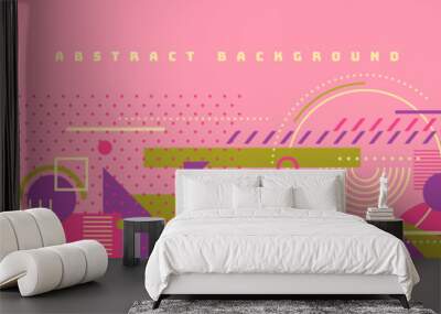 Abstract banner design in retro style made of various geometric shapes in colors. Vector illustration. Wall mural