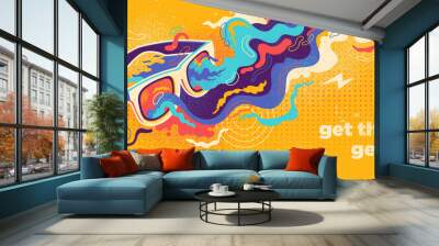 Abstract lifestyle banner design with sunglasses and colorful splashing shapes. Vector illustration. Wall mural