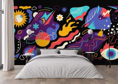 Abstract modern style illustration made of various colorful shapes. Vector illustration. Wall mural