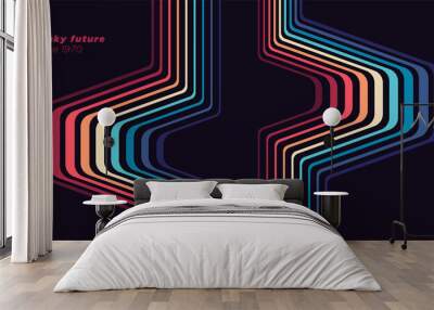 Abstract technology background design in futuristic retro style with colorful lines. Vector illustration. Wall mural