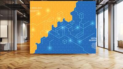 Abstract technology background design with isometric style pattern. Vector illustration. Wall mural