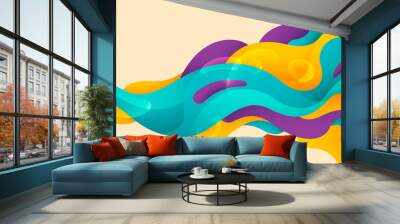 Abstract wavy background design in colorful modish style. Vector illustration. Wall mural