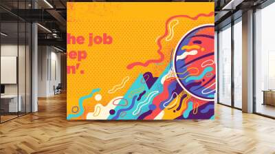 Colorful basketball banner design in abstract style with ball and various splashing shapes. Vector illustration. Wall mural