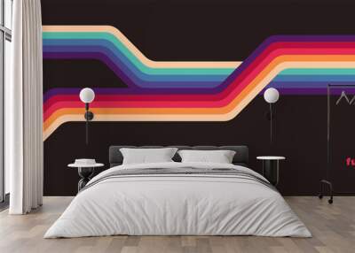 Futuristic background in simple retro style design with colorful lines. Vector illustration. Wall mural