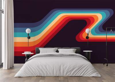 Simple abstract 1970's background design in futuristic retro style with colorful lines. Vector illustration. Wall mural