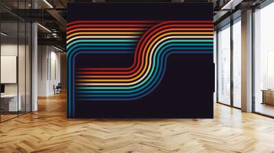 Simple abstract retro design in 80's style with colorful lines. Vector illustration. Wall mural