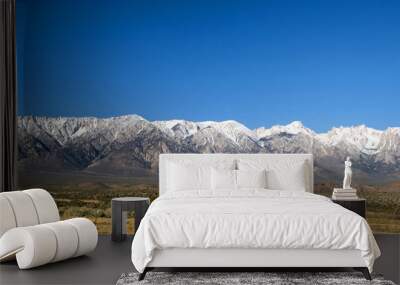 Sierra Nevada Great Eastern Escarpment mountain range covered by snow on the peaks near Olancha, California Wall mural