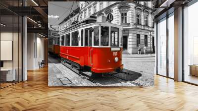 old historic tram in royal city Cracow in Poland Wall mural