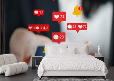 Phone virtual notifications social media Wall mural