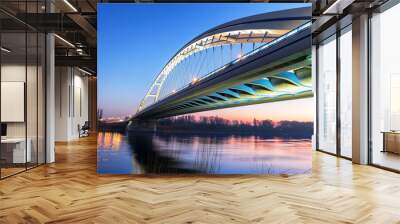 Apollo Bridge in Bratislava at night, Slovakia Wall mural