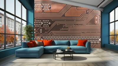 Circuit Board Texture And Pins On Computer Motherboard Wall mural