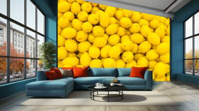 Colorful Display Of Lemons In A Market Wall mural