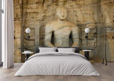 buddha statue at temple carved in stone Wall mural