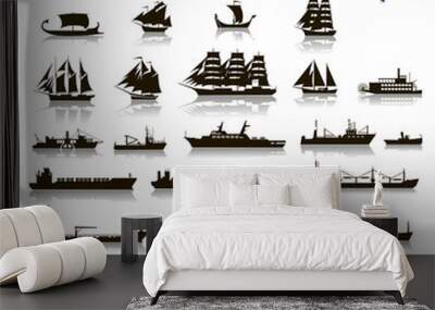 25 icons of ships and yachts Wall mural