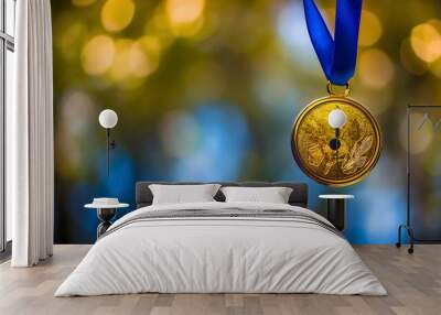 Gold medal for winning first place in a sports competition Wall mural