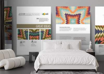 Business templates for brochure, flyer, booklet. Cover design template, abstract vector layout in A4 size. Tribal pattern, geometrical ornament, ethno syle, ethnic backdrop, vintage fashion background Wall mural