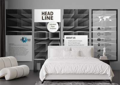 Flyers set, modern banners. Business templates. Cover design template, easy editable vector layouts. Abstract infinity background, 3d structure, rectangles forming illusion of depth and perspective. Wall mural