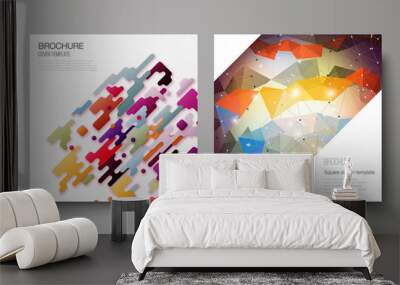 Minimal vector illustration of editable layout of two square format covers design templates for brochure, flyer, magazine. Abstract colorful geometric backgrounds in minimalistic design to choose from Wall mural