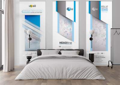 set of roll up banner stands, flat design templates, abstract geometric style, business concept, cor Wall mural