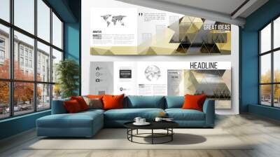 Set of tri-fold brochures, square design templates . Colorful polygonal background with blurred image, seaport landscape, modern stylish triangular vector texture. Wall mural