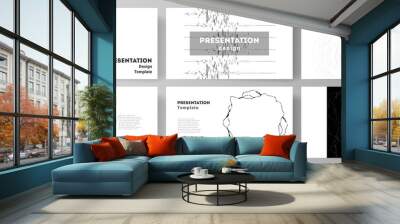 The minimalistic abstract vector illustration layout of the presentation slides design business templates. Trendy modern science or technology background with dynamic particles. Cyberspace grid. Wall mural